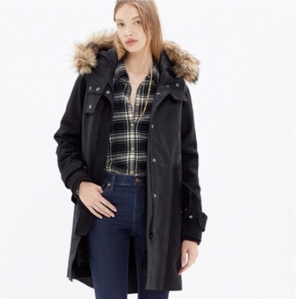 Madewell Alpine Field Black Parka Coat S